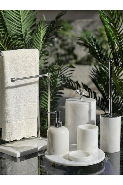 umut mermer White Marble Bathroom Set 7 Pieces