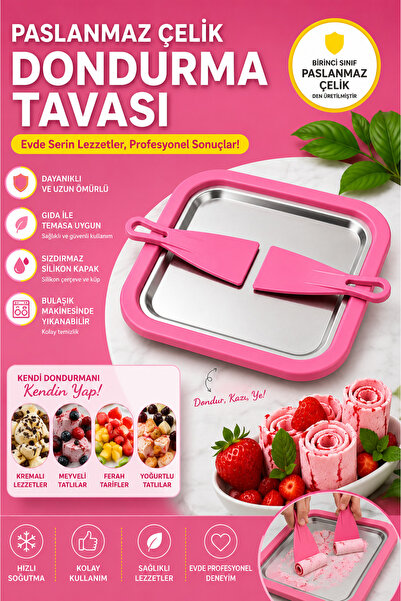 MGEStore Household Ice Cream Making Pan with Spatula Roll Ice Cream Making Ma...