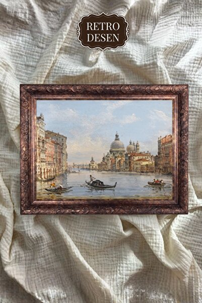 Retro Desen Venedik Büyük Kanal Manzaralı Vintage Tablo (00228)