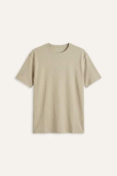 DeFacto Regular Fit Crew Neck Short Sleeve Beige T-Shirt F8480Ax26Au