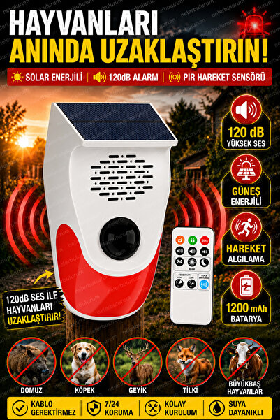 nelerbulurum Şarjlı Kumandalı Güneş Enerjili Su Geçirmez Hayvan Kovucu Alarm ...