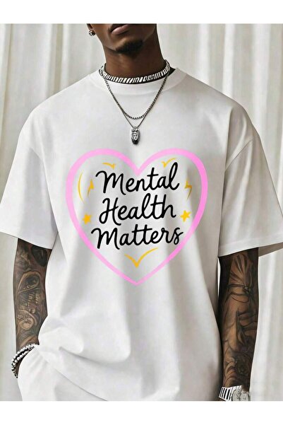 NOURAM تي شيرت أسود بتصميم قلب للرجال من Health Matters، ملابس توعوية للصحة ا...