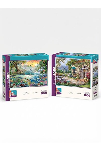 Tıfıl Toys Dream Garden and Animal Kingdom Double Set - 1000 + 500 Piece Doub...