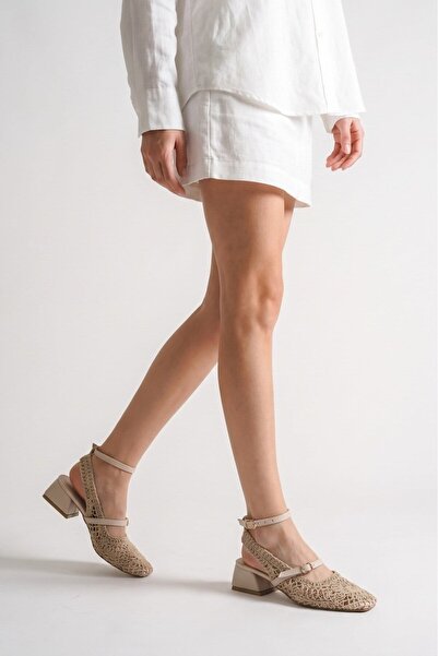 Generic Brand Tonji Beige Knitwear Heeled Shoes