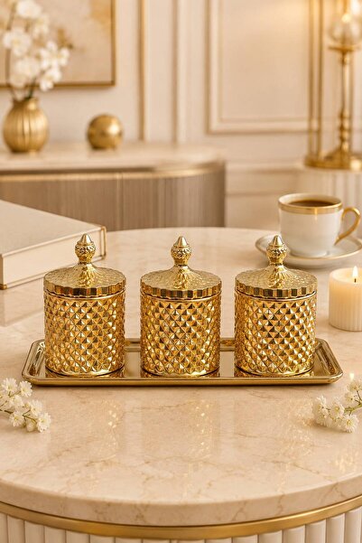 rova tr Diamond Series 3-Piece Crystal-Look Glass Sugar Bowl and Presentation...