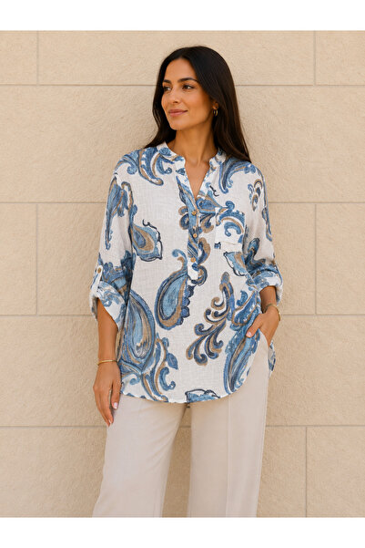 AGORATEKSTİL Women's Original Italian Cotton Fabric Long Sleeve Shawl Pattern...