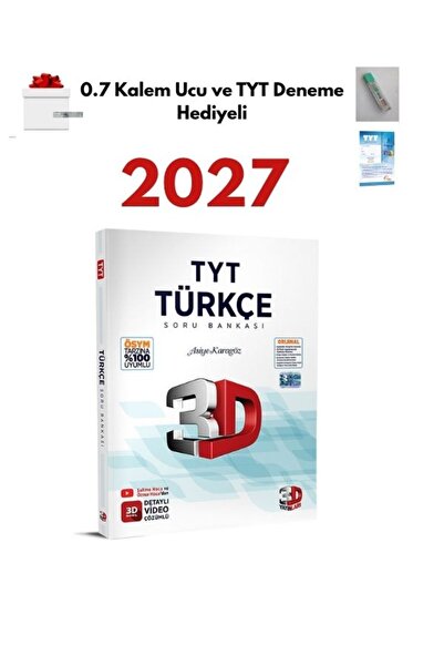3D Yayınları 2027 TYT Türkçe Soru Bankası + TYT Deneme ve Kalem Ucu Hediyeli