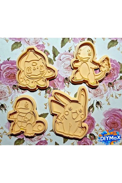 DIYMaX Pikachu Cookie Mold Shaper Dough Cutter Set of 4