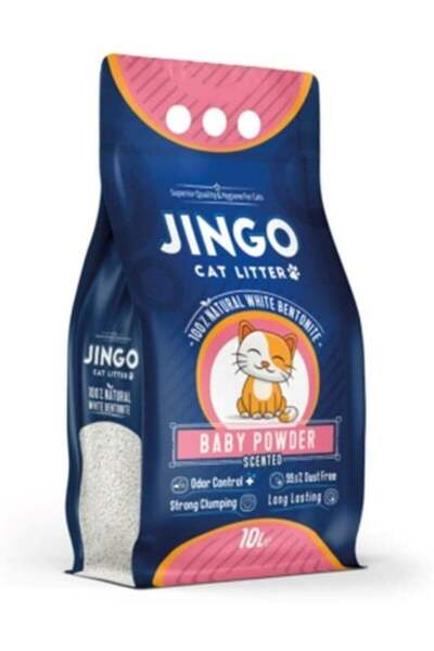 Jingo High Performance Absorption And Clumping Cat Litter With Baby Powder Sc...