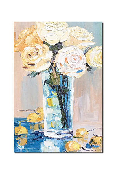 artnova Hand-painted yellow roses painting, Floral emotion, 60x40cm oil on ca...