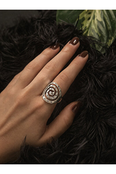 Vesaire Accessories Minimalist Spiral Sarmal Tasarım Antik Gümüş Kaplama Yüzük