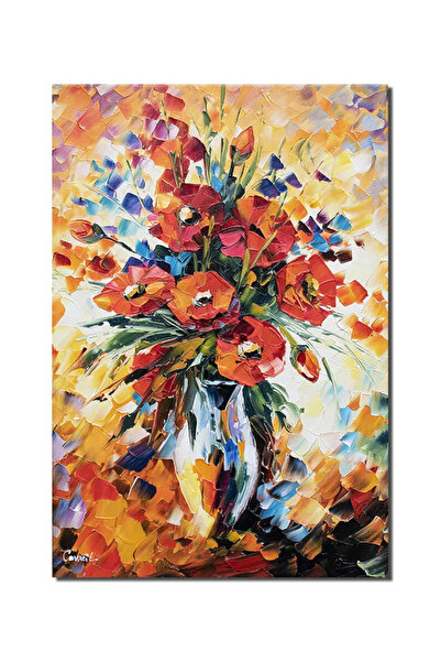 artnova Tablou vaza cu maci regali pictat manual living, dormitor, 60x40cm ul...