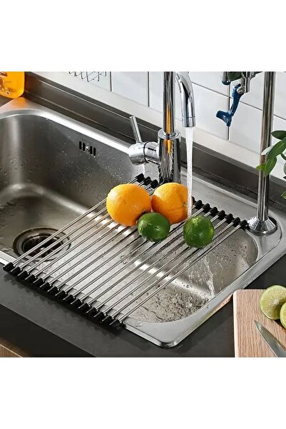 Generic Black Stainless Steel Foldable Dish Drying Rack Space Saving No Insta...
