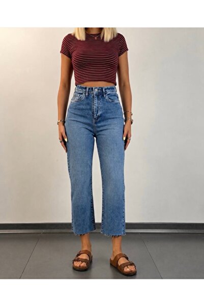 Aida Fashion Paça kesik Mom fit Jean
