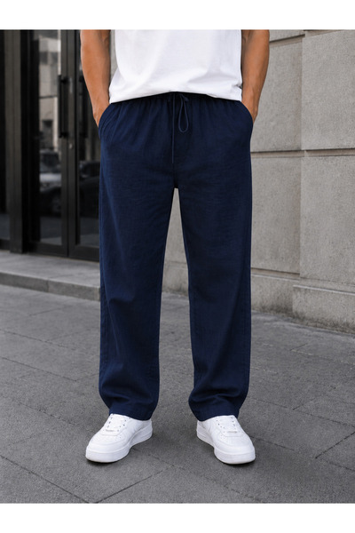 by fiyaka fashion Men's Raw Linen Premium Quality Baggy Pants (No Showing Sea...