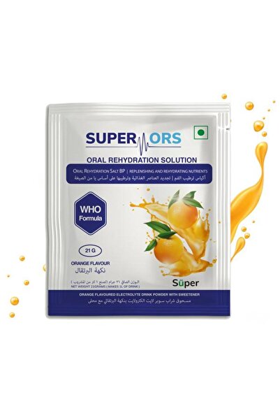Super ORS ORAL REHYDRATION SOLUTION ORANGE FLAVOUR 21GM 25 SACHETS