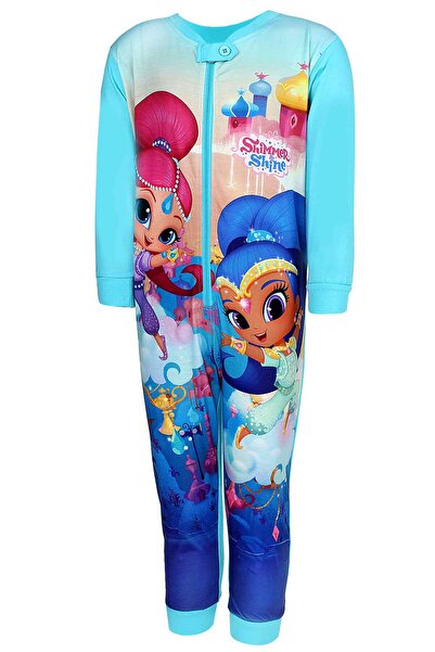 Shimmer And Shine Тюркоазен гащеризон-пижама за 2-8 години със защитен цип, 1...
