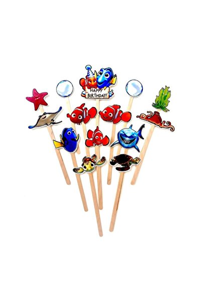 DecoParty Set de decorațiuni pentru tort – Tematică NEMO, 14 piese, Carton, B...