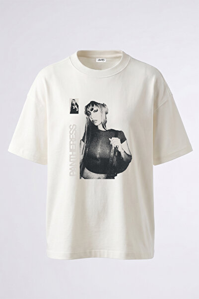 Anetos Pantheress Design Printed Oversize White T-Shirt