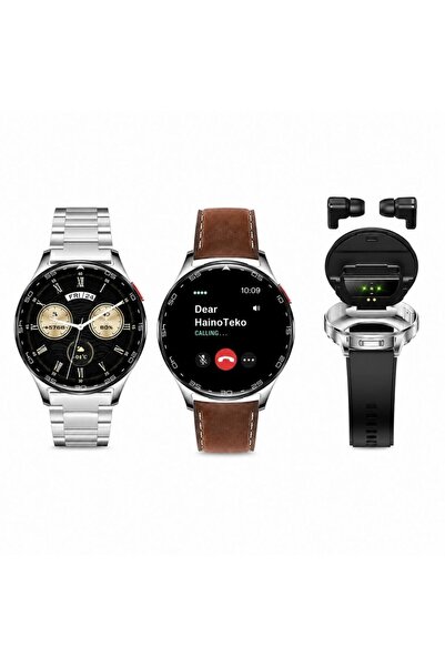 haino teko germany HainoTeko Watch Ultra 12 Akıllı Saat Gümüş Kulaklıklı 1 Ka...