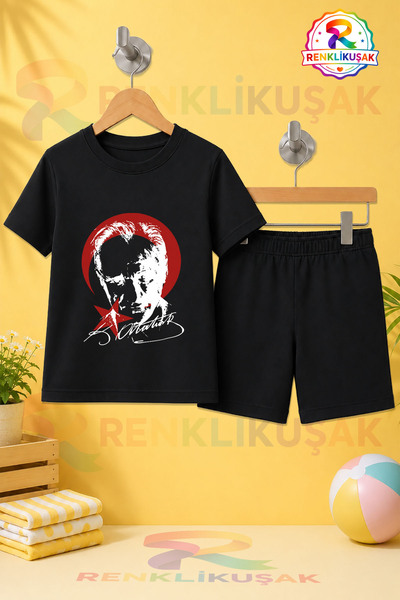 RENKLİKUŞAK Unisex Çocuk Kırmızı Ay Yıldızlı Beyaz ATATÜRK Baskılı Bisiklet Y...