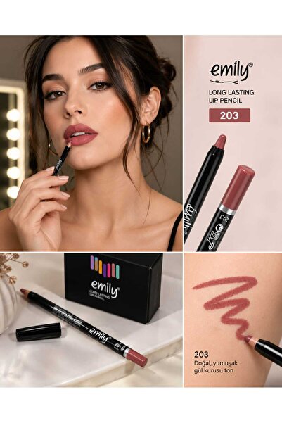 EMILY Automatic Lipliner 207 Gül Kurusu Dudak Kalemi – Uzun Süre Kalıcı, Yumu...
