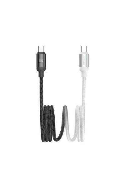 Green Lion 100W DUO COLOR BRAIDED USB-C TO USB-C CABLE 1M - White+Black