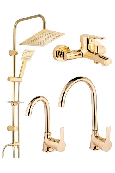Genel Markalar Gold Altın Kare Robot Duş Seti, Banyo, Mutfak Eviye Ve Lavabo ...