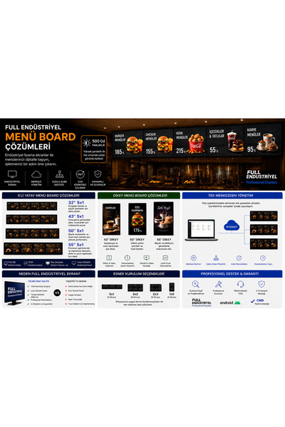 OEM Dijital Menuboard | Videowall 50” | 5x1