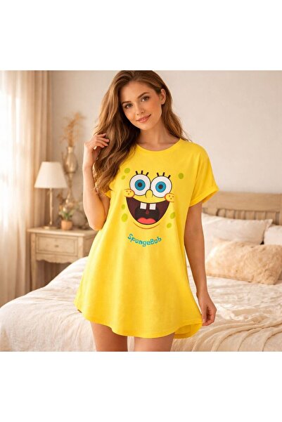 OEM Cămașă de noapte damă din bumbac, imprimeu Sponge Bob, One Size – confort...
