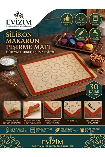 Evizim Yapışmaz Silikon Fırın Matı Makaron Kurabiye Hamur Açma Matı