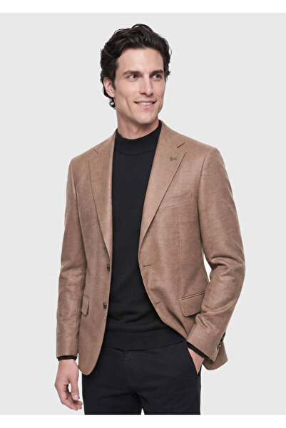 Ramsey Mink Plain Regular Fit Wool Blended Jacket