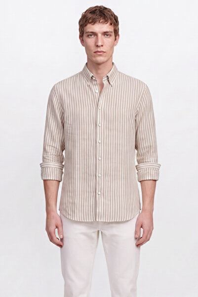 AC&Co / Altınyıldız Classics Men's Khaki-White 100% Cotton Comfort Fit Relaxe...