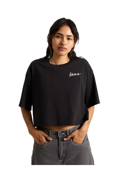 Vans Classic Script Kadın Siyah T-Shirt - VN000QDF