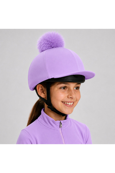 ATEX BİNİCİLİK Premium Equestrian Helmet Cover with Pompom (Tog Cover) Lilac