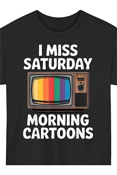 4CR I Miss Saturday Morning Nostalgia T-Shirt - Retro 80s TV Show Print Tee S...