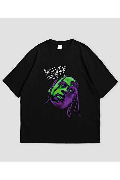 Grafftee Clothing تي شيرت ترافيس سكوت مطبوع للجنسين مقاس كبير