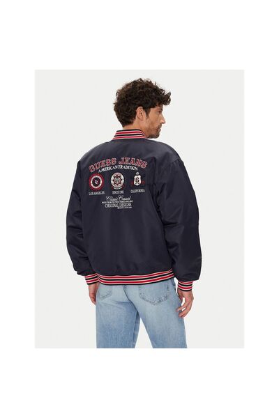 Guess Jeans Geacă bomber bărbați M5YL15WHAA2 Bleumarin