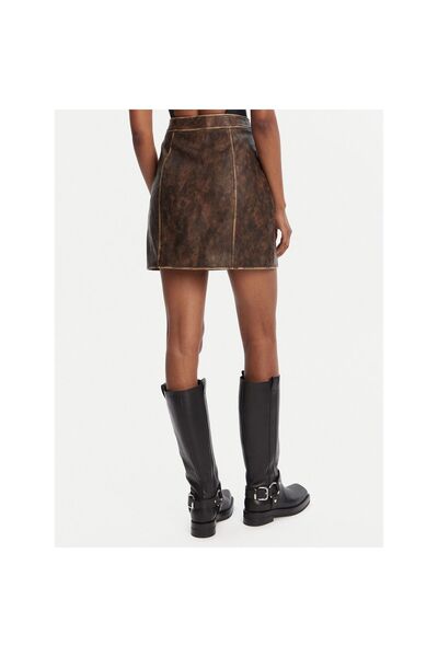 Guess Fustă de damă din imitație de piele W5YD46WHDI0 Maro