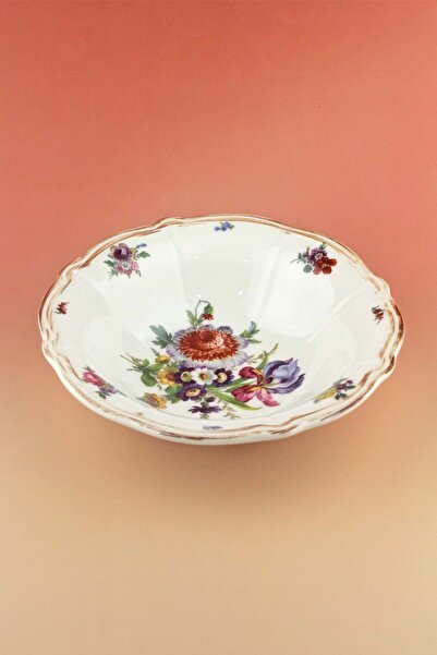 Bursa Porselen Dekor Antique Amber Porcelain Salad Bowl