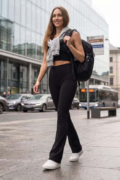 Fulla Moda Diver Fabric Flare Leggings