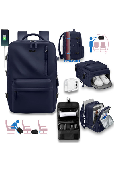 Quasar & Co. Rucsac voiaj, bagaj mana 43x30x20-28cm+trusa cosmetice cu carlig...