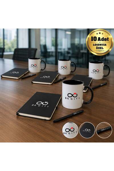Bk Gift Customized Corporate Gift Set with 10 Black Notebooks, Metal Pen, and...