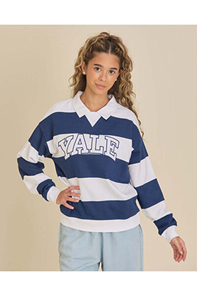 REDTAG Senior Girls White Collared Sweatshirt