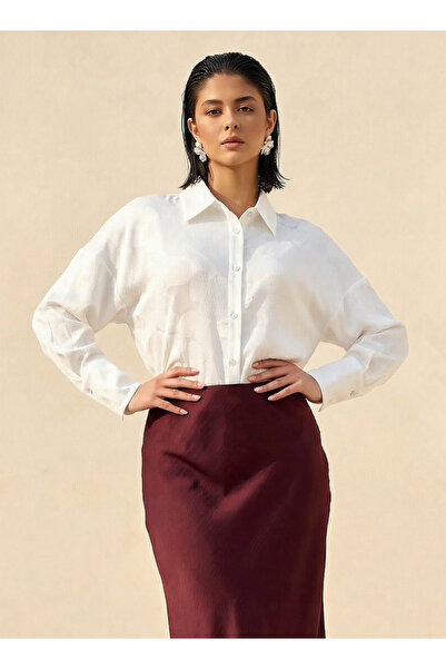 FAV JACQUARD ONE SIDE RUFFLE SHIRT