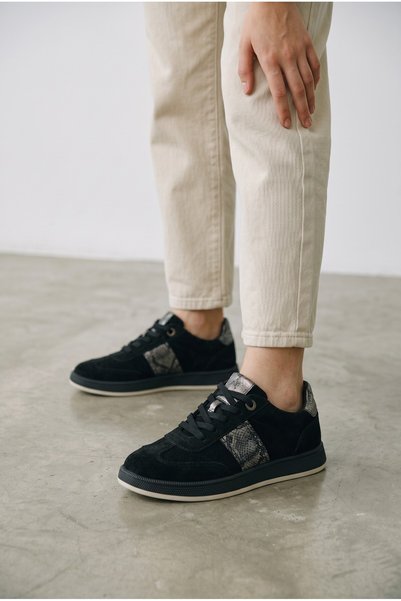 EFAL Women's Inside and Outside Genuine Leather Orthopedic Comfortable Daily Black Casual Shoes