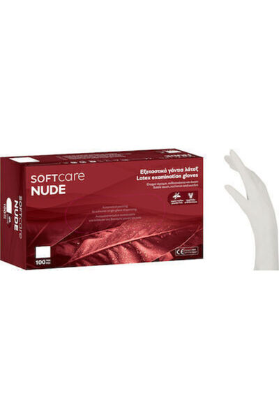 Soft Care Γάντια λάτεξ χωρίς πούδρα, σε απόχρωση nude και λευκό, 100 τεμάχια