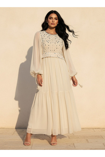 FAV STARLIT DREAM SHEER FLOWY SLEEVES MAXI DRESS