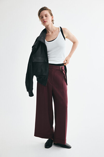 H&M Kemerli Düz Paça Pantolon