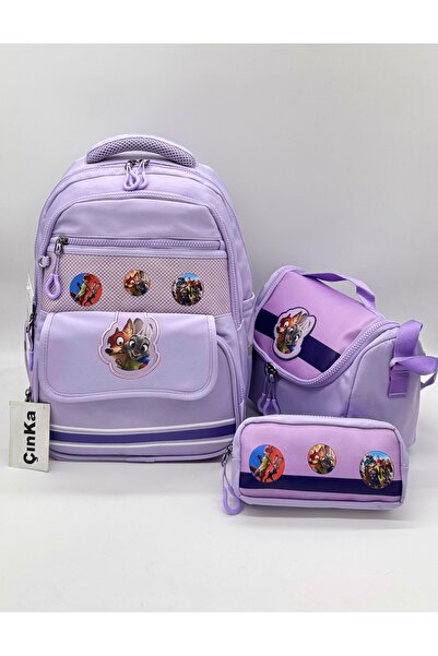Çınka Bags مجموعة حقيبة ظهر مدرسية للبنات من تايلوك تافسان بنمط ثعلب وأرنب مع...
